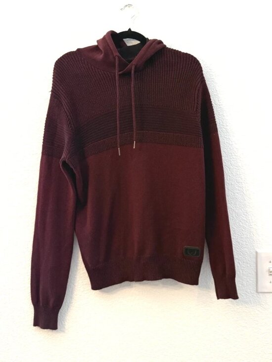Nick Danger Other - Nick Danger Hoodie - Mens L - Red Waffle Knit Hooded Pullover Sweater Sweatshirt